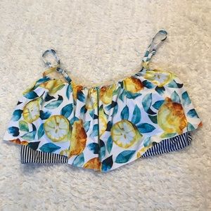 Lemon Print Falbala Bikini Top